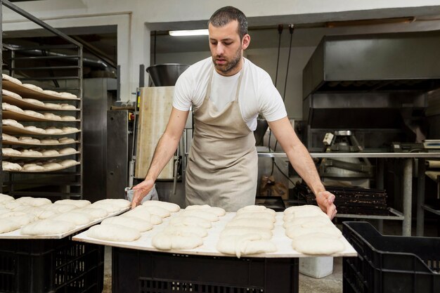 Man working in a bread bakery