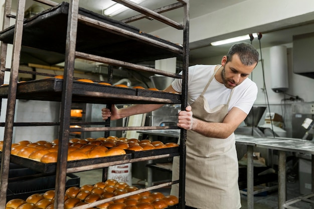 Man working in a bread factory