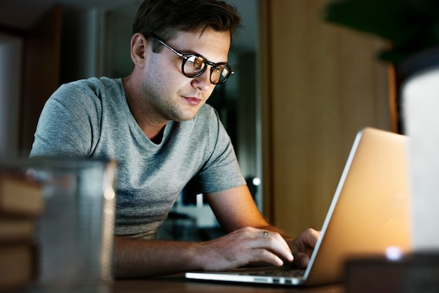 Man working on laptop