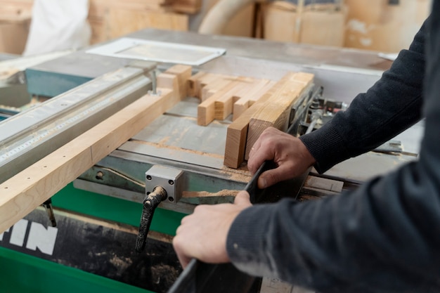 Man working in a mdf boards warehouse