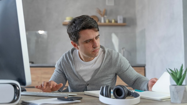 Man working in the media field with personal computer