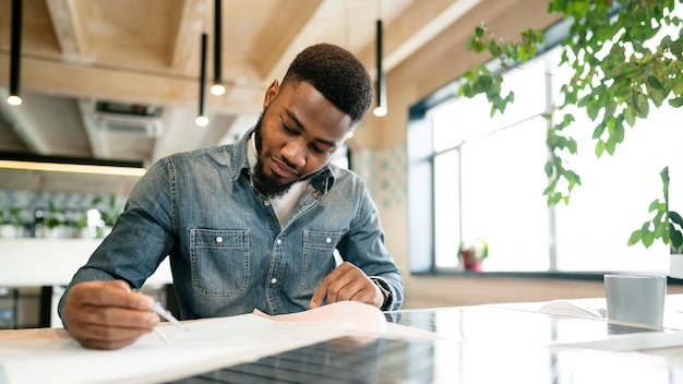 Man working on project at desk