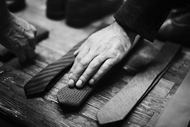 Man working in retail clothing shop