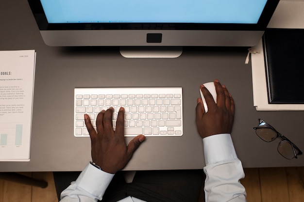 Man working with a computer