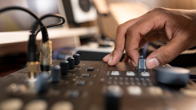 Free Photo man working with radio equipment