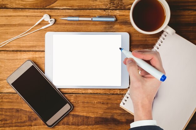 Man working with a tablet