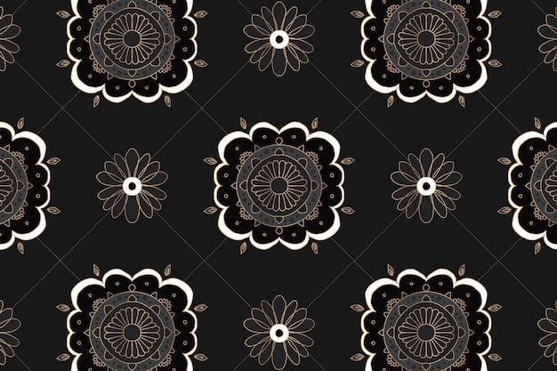 Free Photo mandala black floral indian pattern background