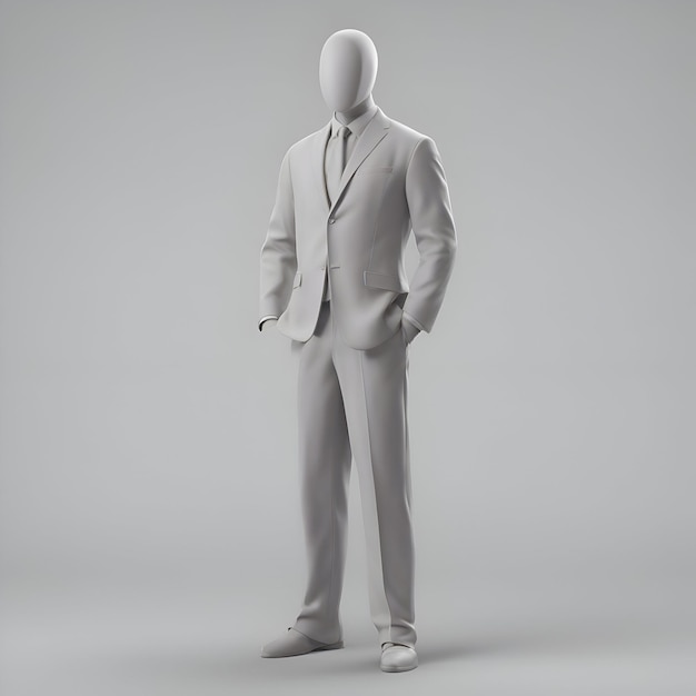 Free Photo mannequin dressed in business suit 3d render on gray background