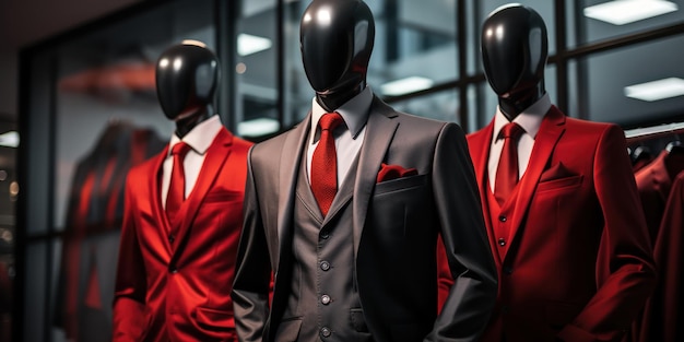 Free photo mannequins dressed in sharp suits offer a glimpse into refined tailoring and mens fashion