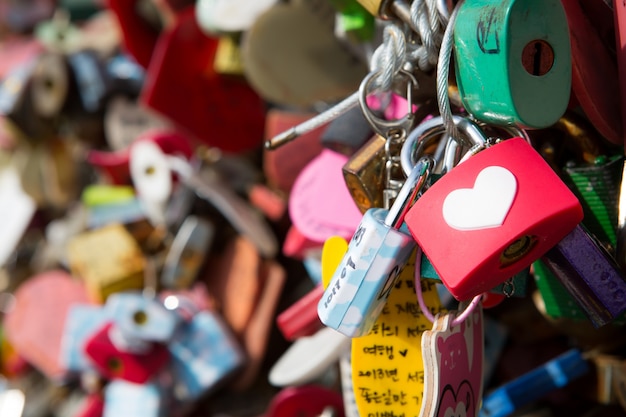 Many heart padlocks love symbol