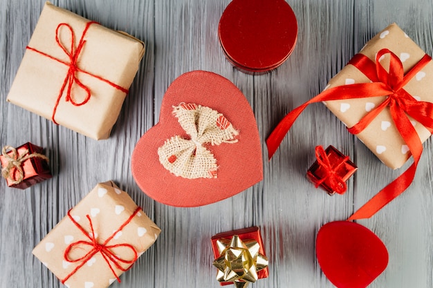 Free photo many wrapped gifts for valentine's day