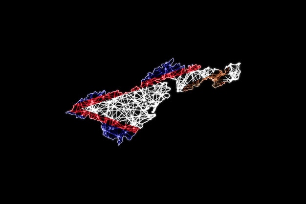 Map of American Samoa, Polygonal mesh line map, flag map