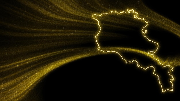 Map of Armenia, Gold glitter map on dark background