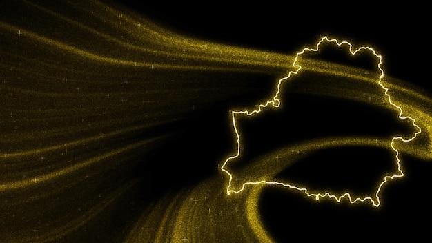 Map of Belarus, Gold glitter map on dark background