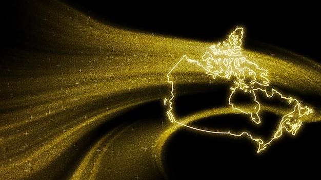 Map of Canada, Gold glitter map on dark background