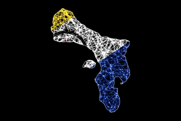 Map of Caribbean Netherlands, Polygonal mesh line map, flag map