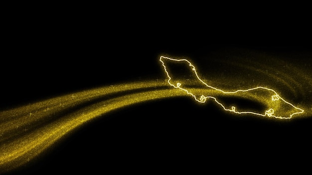 Free photo map of curacao, gold glitter map on dark background