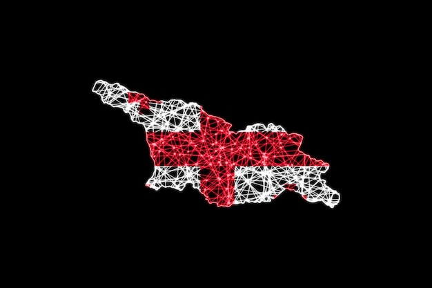 Map of Georgia, Polygonal mesh line map, flag map