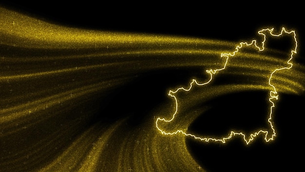 Free photo map of guernsey, gold glitter map on dark background