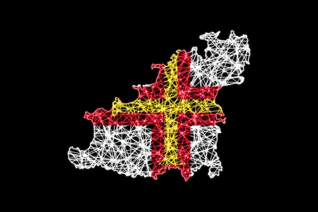 Map of Guernsey, Polygonal mesh line map, flag map
