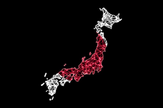 Map of Japan, Polygonal mesh line map, flag map