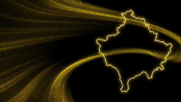 Free photo map of kosovo, gold glitter map on dark background