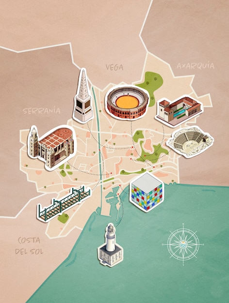 Free Photo map of malaga city