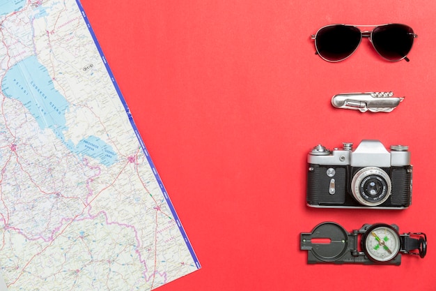 Free Photo map near travel stuff