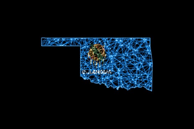 Map of Oklahoma, Polygonal mesh line map, flag map