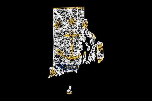 Map of Rhode Island, Polygonal mesh line map, flag map