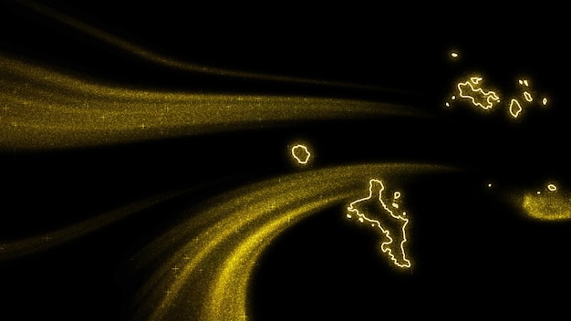 Map of Seychelles, Gold glitter map on dark background