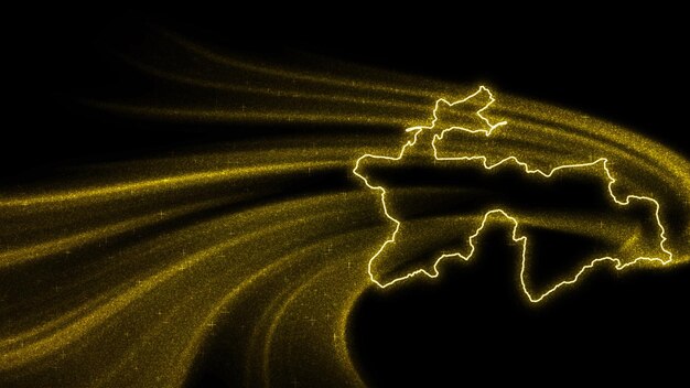 Map of Tajikistan, Gold glitter map on dark background