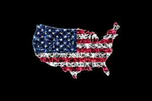 Free photo map of united states, polygonal mesh line map, flag map