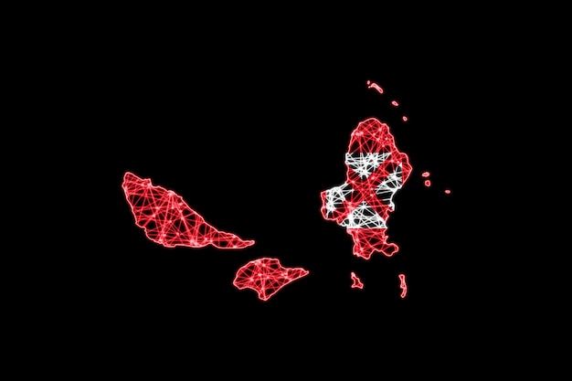 Map of Wallis and Futuna, Polygonal mesh line map, flag map