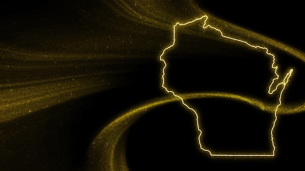 Free photo map of wisconsin, gold glitter map on dark background