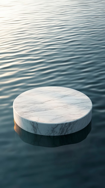 Marble podium for product display with natural landscape