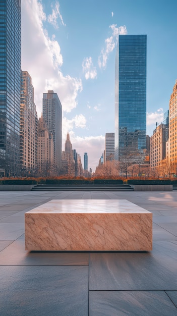 Marble podium for product display with natural landscape