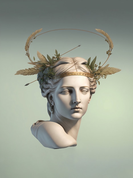 Free Photo marbled greek goddess with gold headdress