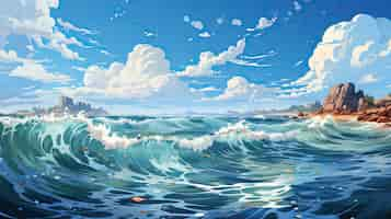 Free photo marine landscape in cartoon style