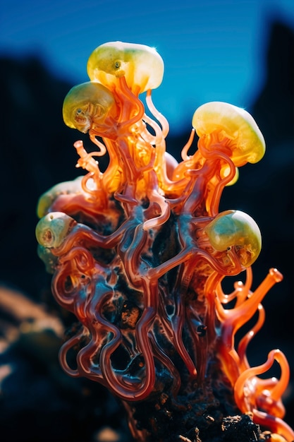 Marine landscape with bioluminescent nature