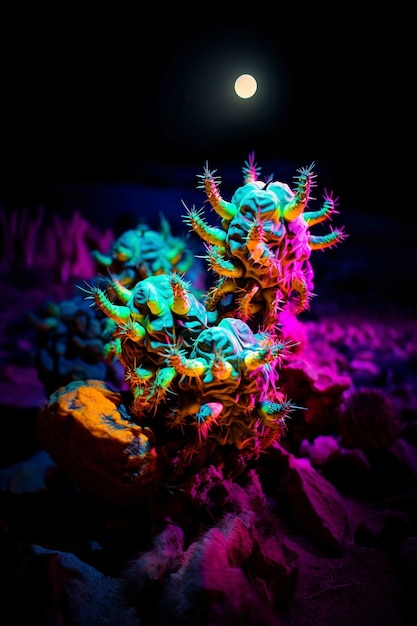 Marine landscape with bioluminescent nature