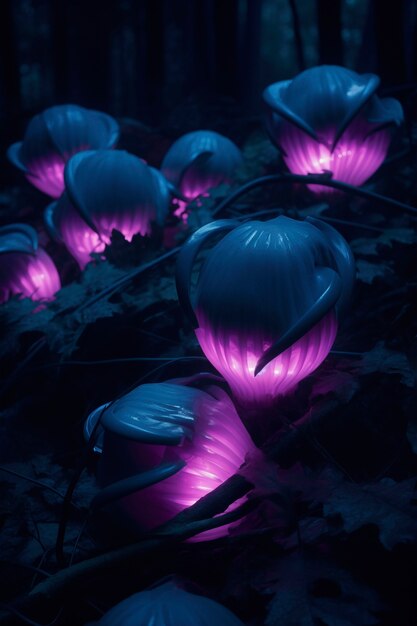 Marine landscape with bioluminescent nature