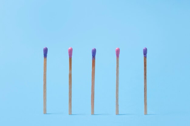 Matches arrangement with blue background