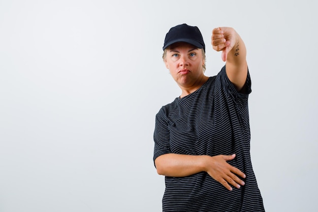 Mature woman posing in the studio