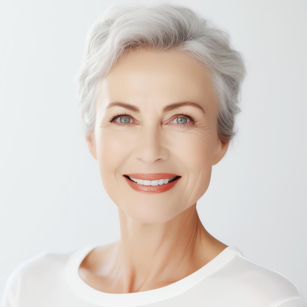 Free photo mature woman with white hair ai generated image