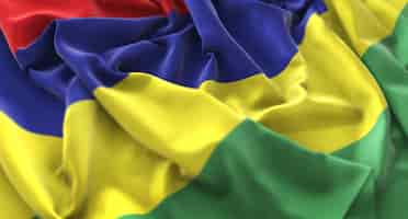 Free photo mauritius flag ruffled beautifully waving macro close-up shot