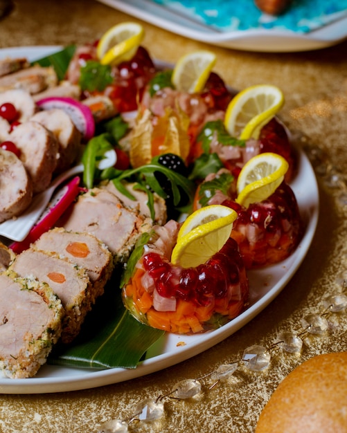 Meat plate on the table