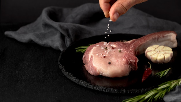 Free Photo meat prepared for cooking on table