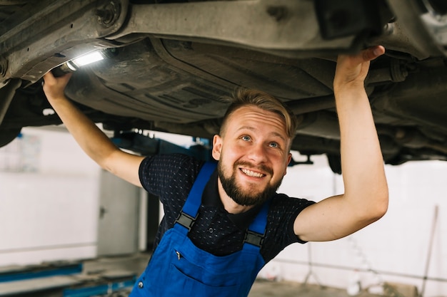 Mechanic enjoying work