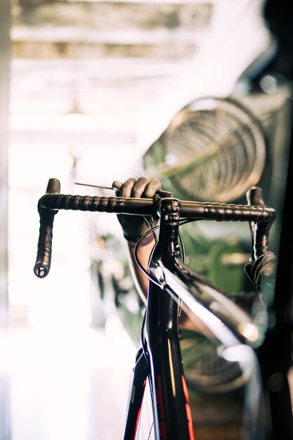 Mechanic repairing a bicycle